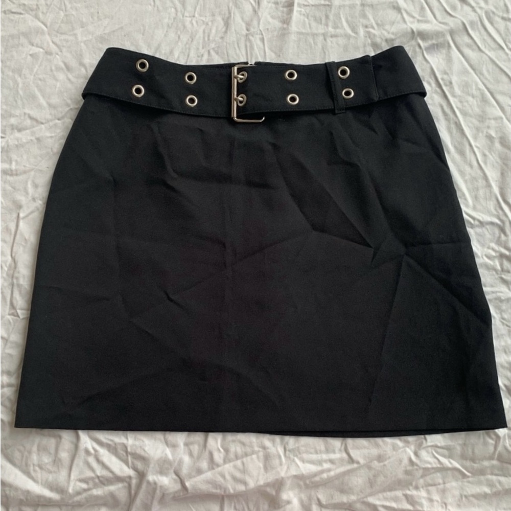 Vintage 90s/Y2K East West Fashions Black Belted Mini Skirt Size 9/10